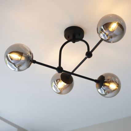 Endon 106662 - Nadgradni luster ONTARIO 4xE14/7W/230V crna/dimna