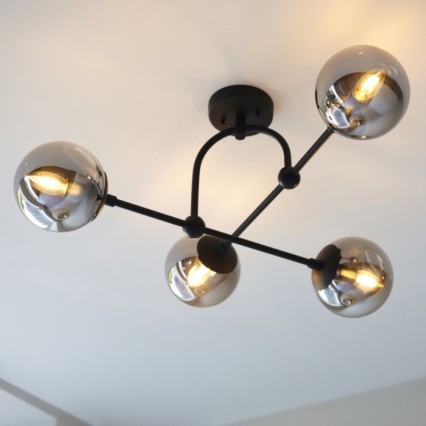 Endon 106662 - Nadgradni luster ONTARIO 4xE14/7W/230V crna/dimna