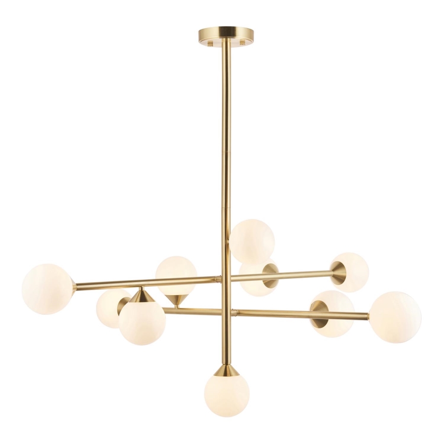 Endon 106754 - Zlatni luster na štapu OTIS 10xG9/5W/230V