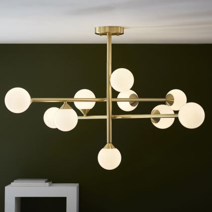 Endon 106754 - Zlatni luster na štapu OTIS 10xG9/5W/230V