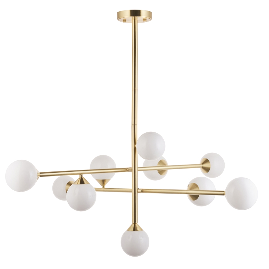 Endon 106754 - Zlatni luster na štapu OTIS 10xG9/5W/230V