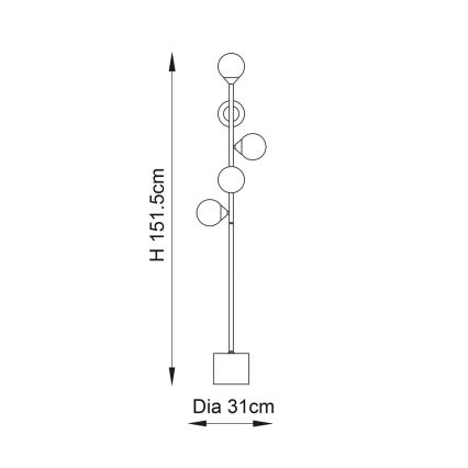Endon 106756 - Podna lampa OTIS 5xG9/3W/230V zlatna/bijela