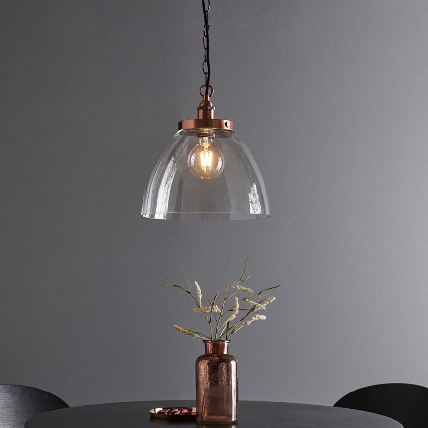 Endon 106895 - Bakreni luster na lancu HANSEN 1xE27/10W/230V