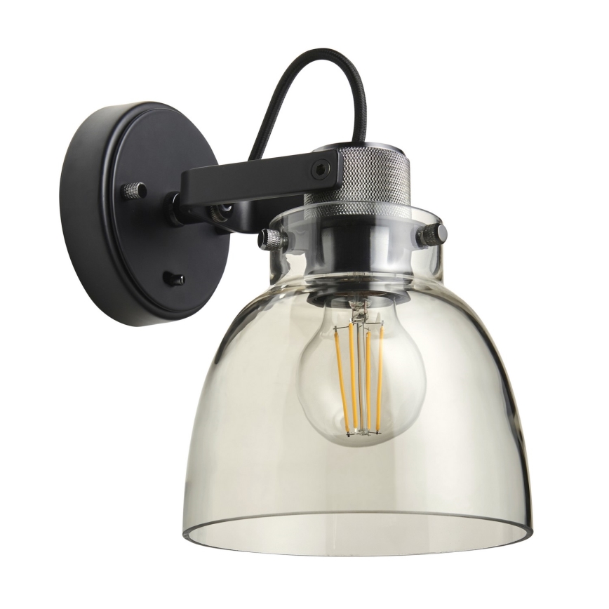 Endon 107011 - Zidno usmjereno svjetlo URBAN 1xE27/10W/230V crna/dimljeno staklo