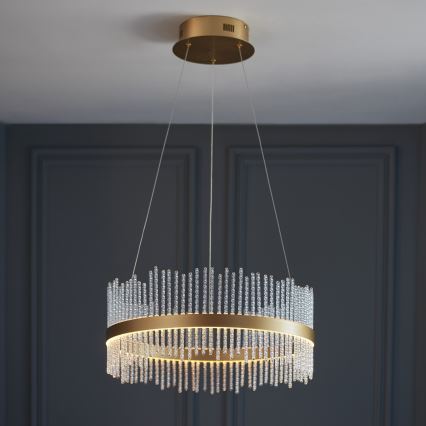 Endon 107671 - LED prigušivački luster na užetu ADRIEL LED/41W/230V 3000K promjer 51 cm zlatna/prozirna