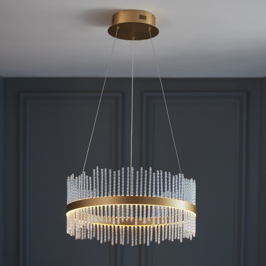 Endon 107671 - LED prigušivački luster na užetu ADRIEL LED/41W/230V 3000K promjer 51 cm zlatna/prozirna