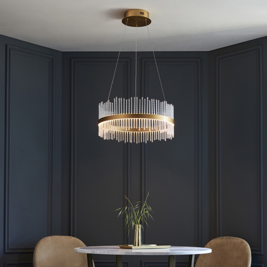 Endon 107671 - LED prigušivački luster na užetu ADRIEL LED/41W/230V 3000K promjer 51 cm zlatna/prozirna