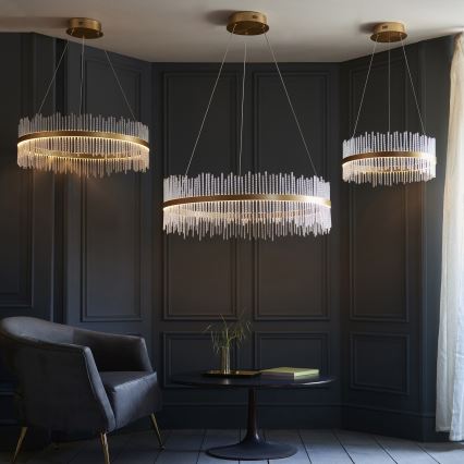 Endon 107671 - LED prigušivački luster na užetu ADRIEL LED/41W/230V 3000K promjer 51 cm zlatna/prozirna