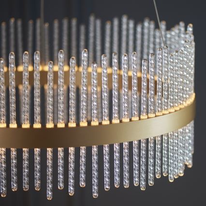 Endon 107671 - LED prigušivački luster na užetu ADRIEL LED/41W/230V 3000K promjer 51 cm zlatna/prozirna