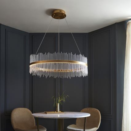 Endon 107672 - LED luster s mogućnošću prigušivanja na sajli ADRIEL LED/83W/230V 3000K promjer 89 cm zlatna/prozirna