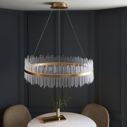 Endon 107672 - LED luster s mogućnošću prigušivanja na sajli ADRIEL LED/83W/230V 3000K promjer 89 cm zlatna/prozirna