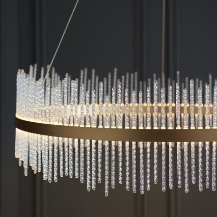 Endon 107672 - LED luster s mogućnošću prigušivanja na sajli ADRIEL LED/83W/230V 3000K promjer 89 cm zlatna/prozirna