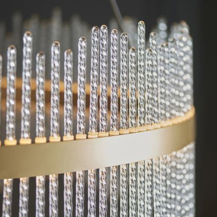 Endon 107672 - LED luster s mogućnošću prigušivanja na sajli ADRIEL LED/83W/230V 3000K promjer 89 cm zlatna/prozirna