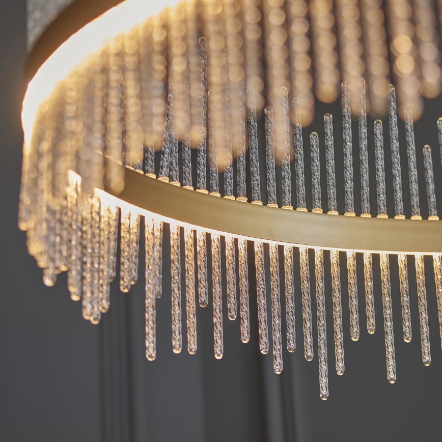 Endon 107672 - LED luster s mogućnošću prigušivanja na sajli ADRIEL LED/83W/230V 3000K promjer 89 cm zlatna/prozirna