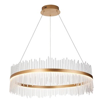 Endon 107672 - LED luster s mogućnošću prigušivanja na sajli ADRIEL LED/83W/230V 3000K promjer 89 cm zlatna/prozirna