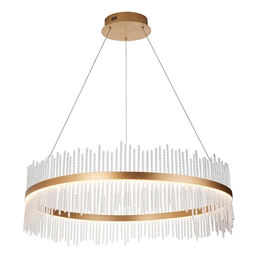 Endon 107672 - LED luster s mogućnošću prigušivanja na sajli ADRIEL LED/83W/230V 3000K promjer 89 cm zlatna/prozirna