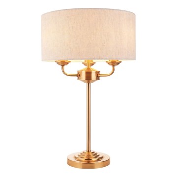 Endon 110721 - Stolna lampa HIGHCLERE 3xE14/18W/230V bež/mesing