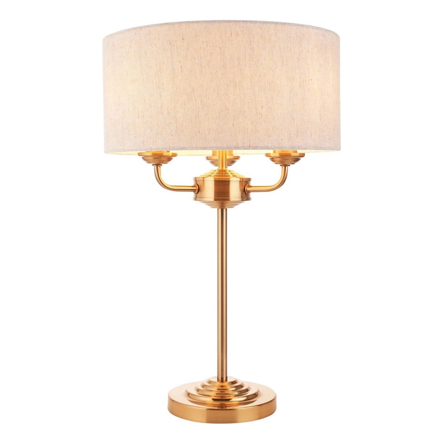 Endon 110721 - Stolna lampa HIGHCLERE 3xE14/18W/230V bež/mesing