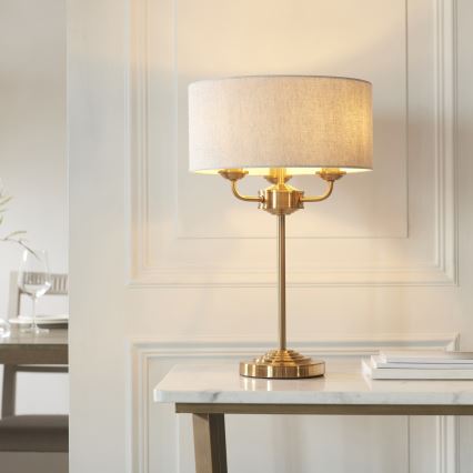 Endon 110721 - Stolna lampa HIGHCLERE 3xE14/18W/230V bež/mesing