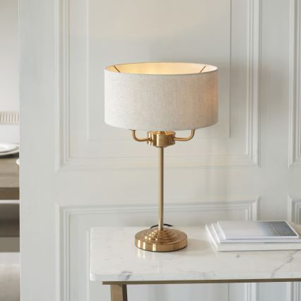 Endon 110721 - Stolna lampa HIGHCLERE 3xE14/18W/230V bež/mesing