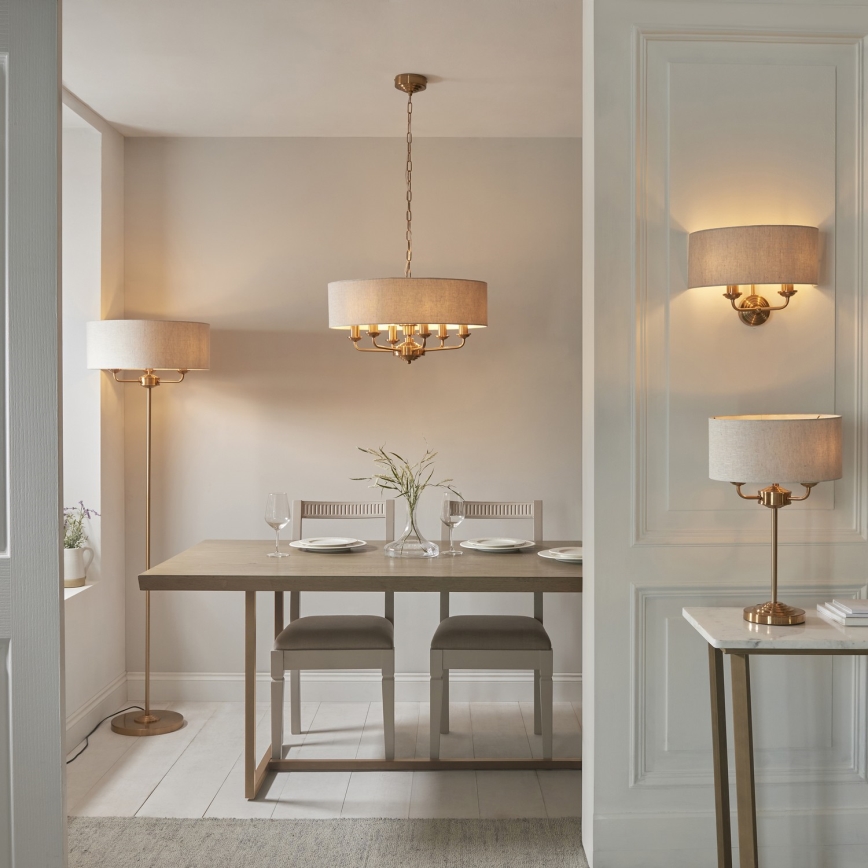 Endon 110721 - Stolna lampa HIGHCLERE 3xE14/18W/230V bež/mesing