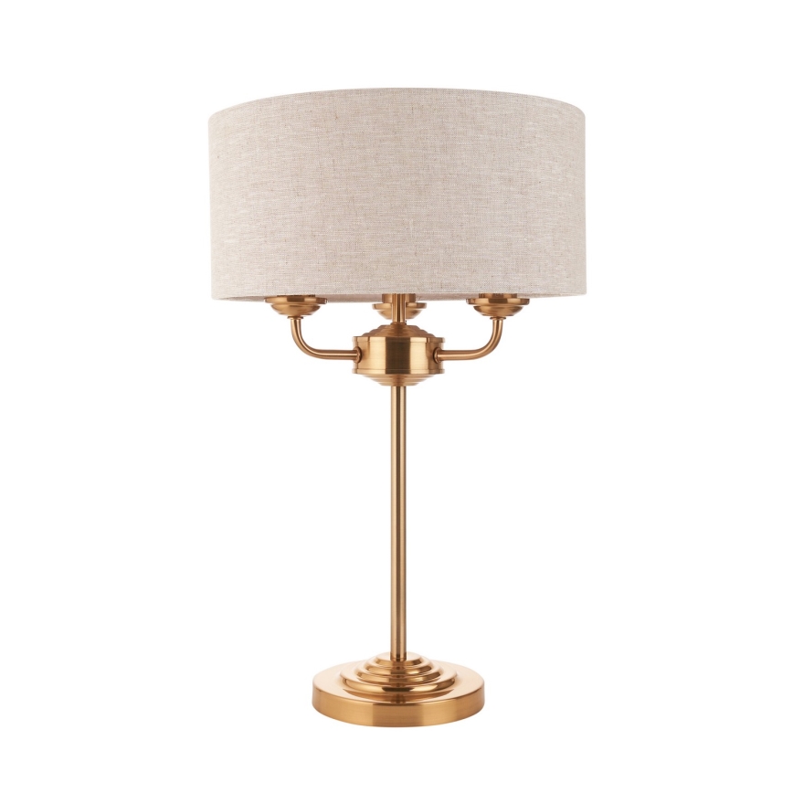 Endon 110721 - Stolna lampa HIGHCLERE 3xE14/18W/230V bež/mesing
