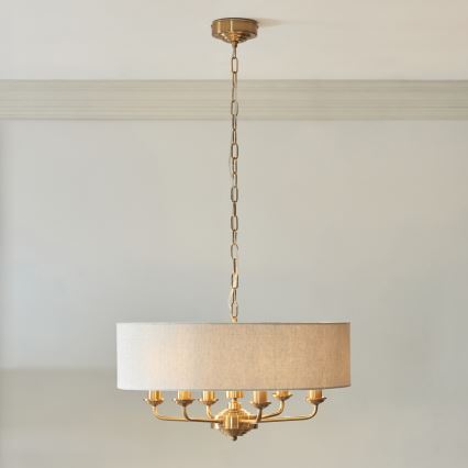 Endon 110722 - Luster na lancu HIGHCLERE 6xE14/6W/230V bež/mesing pr. 55 cm
