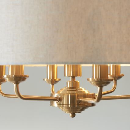 Endon 110722 - Luster na lancu HIGHCLERE 6xE14/6W/230V bež/mesing pr. 55 cm