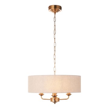 Endon 110723 - Luster na lancu HIGHCLERE 3xE14/40W/230V bež/mesing pr. 45 cm