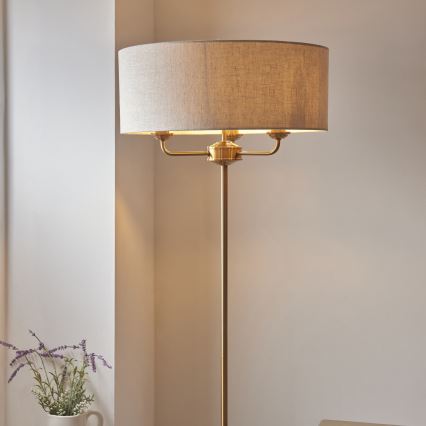 Endon 110724 - Podna lampa HIGHCLERE 1xE14/40W/230V bež/mesing
