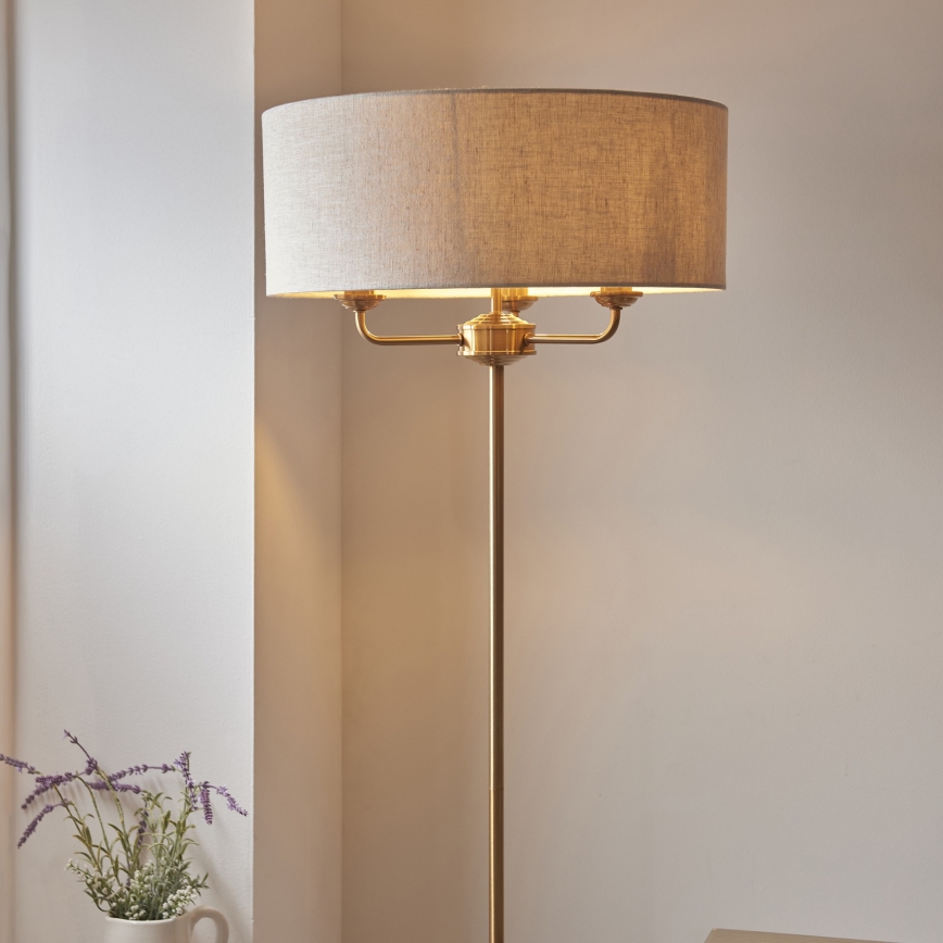 Endon 110724 - Podna lampa HIGHCLERE 1xE14/40W/230V bež/mesing