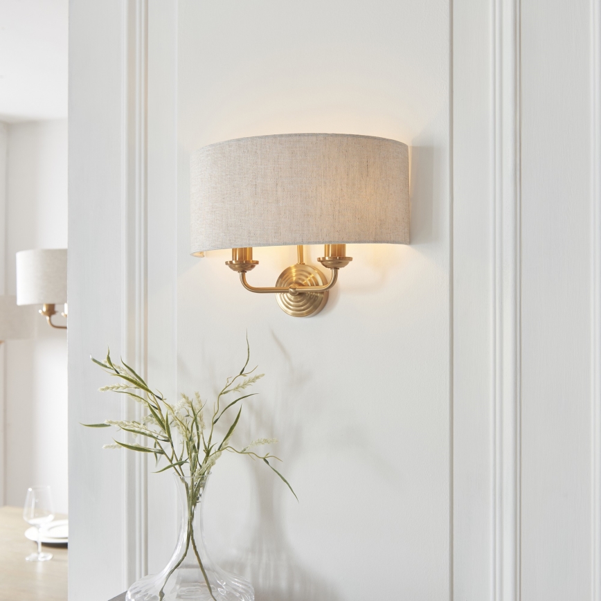 Endon 110726 - Zidna svjetiljka HIGHCLERE 2xE14/40W/230V bež/mesing