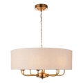 Endon 110727 - Luster na lancu HIGHCLERE 8xE14/6W/230V bež/mesing, promjer 70 cm