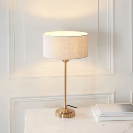 Endon 110728 - Stolna lampa HIGHCLERE 1xE14/7W/230V, bež/mesing, Ø 25 cm