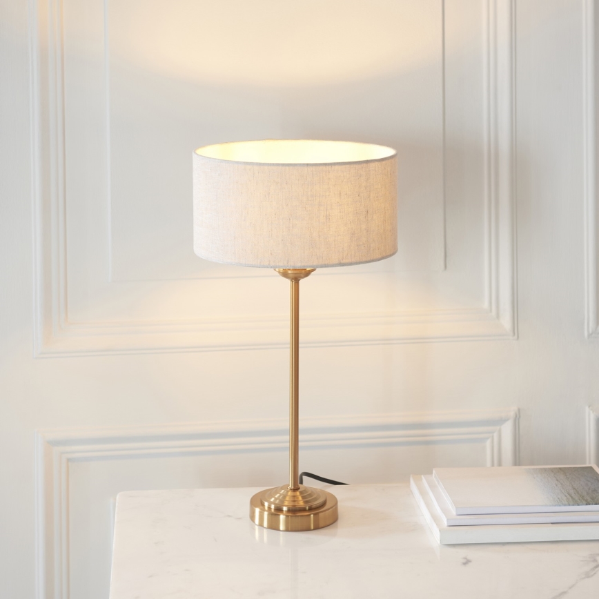 Endon 110728 - Stolna lampa HIGHCLERE 1xE14/7W/230V, bež/mesing, Ø 25 cm