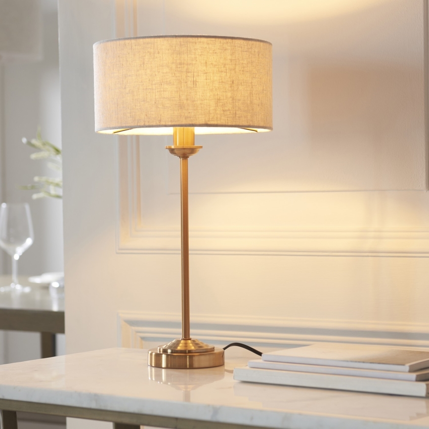 Endon 110728 - Stolna lampa HIGHCLERE 1xE14/7W/230V, bež/mesing, Ø 25 cm