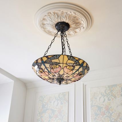 Endon 111869 - Luster na lancu Tiffany ASHTON 3xE27/10W/230V Ø 45 cm