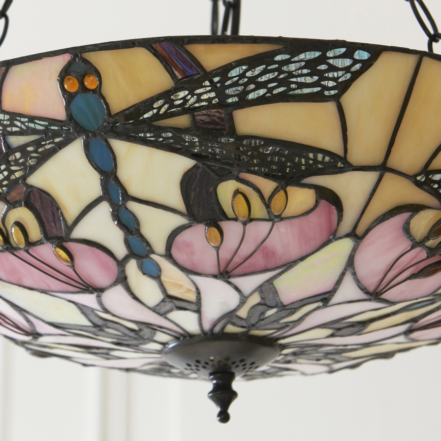 Endon 111869 - Luster na lancu Tiffany ASHTON 3xE27/10W/230V Ø 45 cm