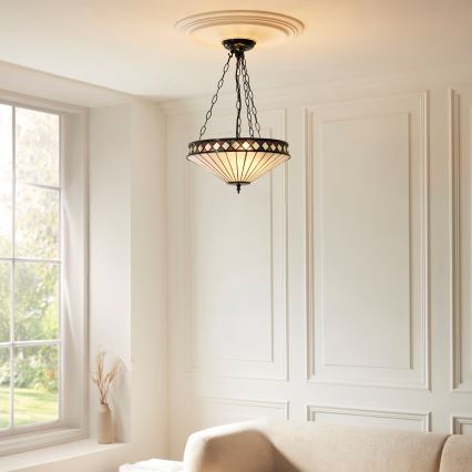 Endon 111870 - Luster na lancu Tiffany FARGO 3xE27/10W/230V Ø 41,5 cm