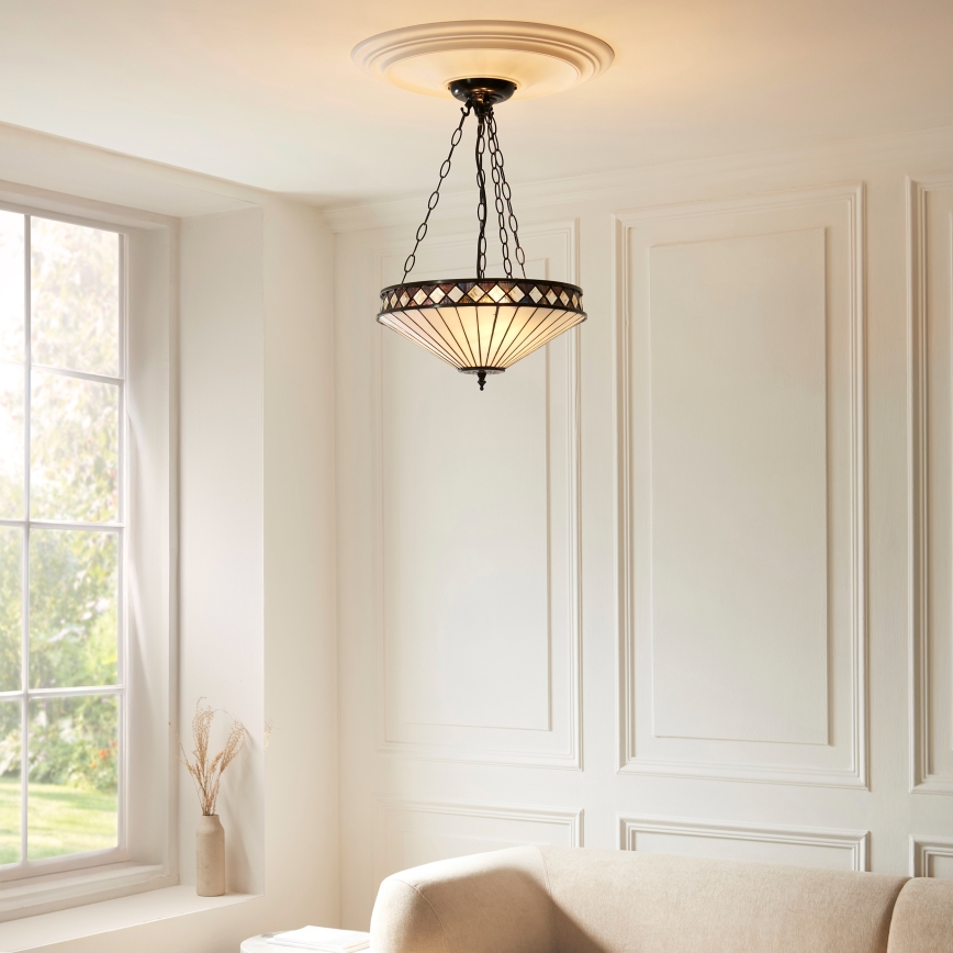 Endon 111870 - Luster na lancu Tiffany FARGO 3xE27/10W/230V Ø 41,5 cm