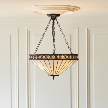 Endon 111871 - Luster na lancu Tiffany FARGO 3xE27/10W/230V Ø 50 cm