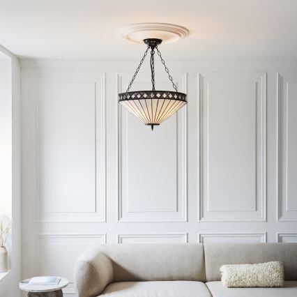 Endon 111871 - Luster na lancu Tiffany FARGO 3xE27/10W/230V Ø 50 cm