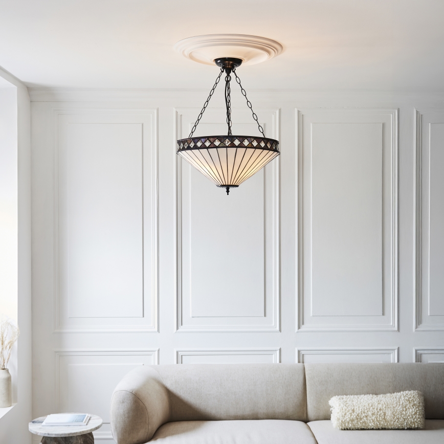 Endon 111871 - Luster na lancu Tiffany FARGO 3xE27/10W/230V Ø 50 cm