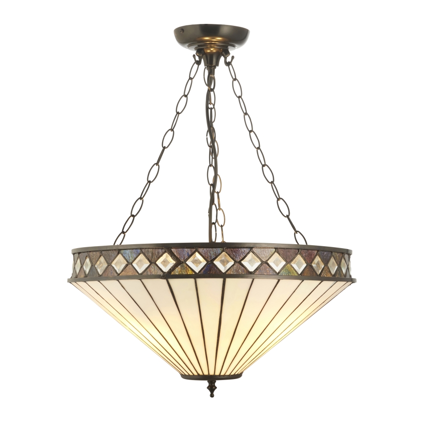 Endon 111871 - Luster na lancu Tiffany FARGO 3xE27/10W/230V Ø 50 cm