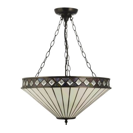 Endon 111871 - Luster na lancu Tiffany FARGO 3xE27/10W/230V Ø 50 cm