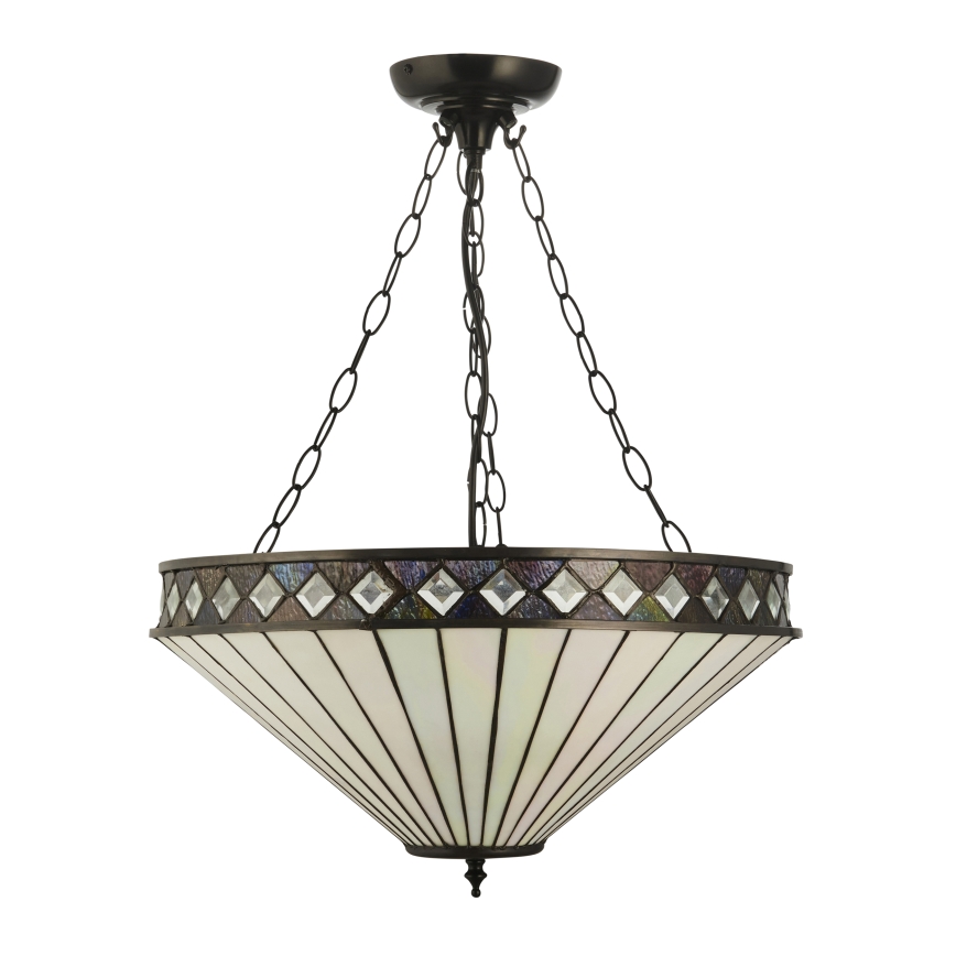 Endon 111871 - Luster na lancu Tiffany FARGO 3xE27/10W/230V Ø 50 cm