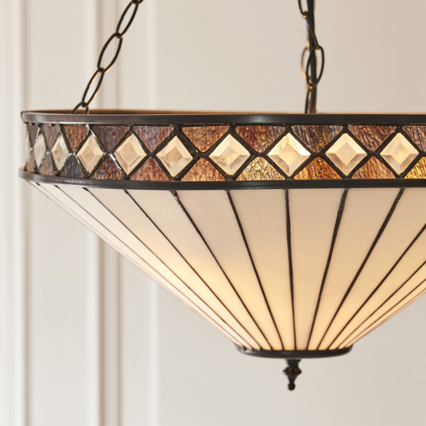 Endon 111871 - Luster na lancu Tiffany FARGO 3xE27/10W/230V Ø 50 cm