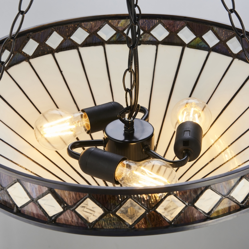 Endon 111871 - Luster na lancu Tiffany FARGO 3xE27/10W/230V Ø 50 cm
