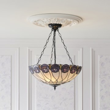 Endon 111872 - Luster na lancu Tiffany HUTCHINSON 3xE27/60W/230V Ø 50 cm