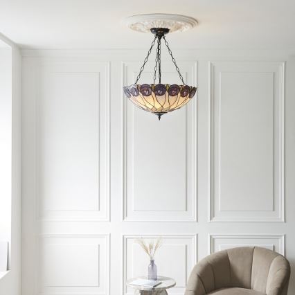 Endon 111872 - Luster na lancu Tiffany HUTCHINSON 3xE27/60W/230V Ø 50 cm